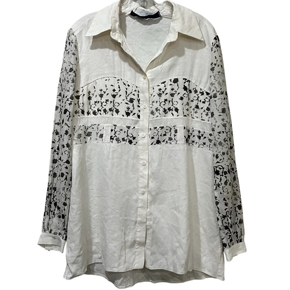 Jonathan Cohen 8 Made in USA Linen Hand Painted Designer Button Down Shirt Y2 - Picture 1 of 8